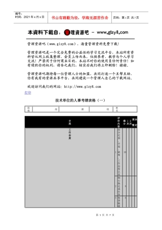 技术单位的人事考绩表格（一）