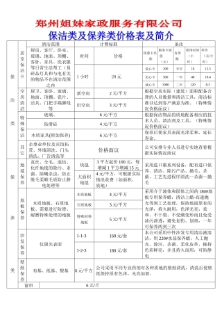 姐妹家政服务收费表-郑州姐妹家政公司——专业清洗地