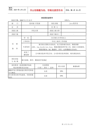 网站程序员岗位职务说明书
