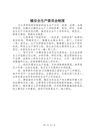 镇安全生产委员会规章制度