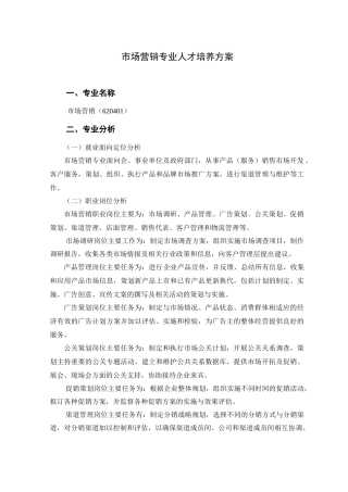 市场营销专业标准