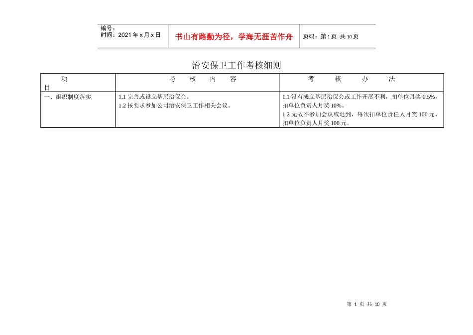 治安保卫工作考核细则_第1页