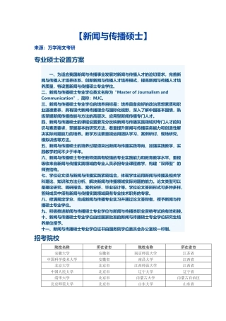 专业硕士之新闻与传播硕士