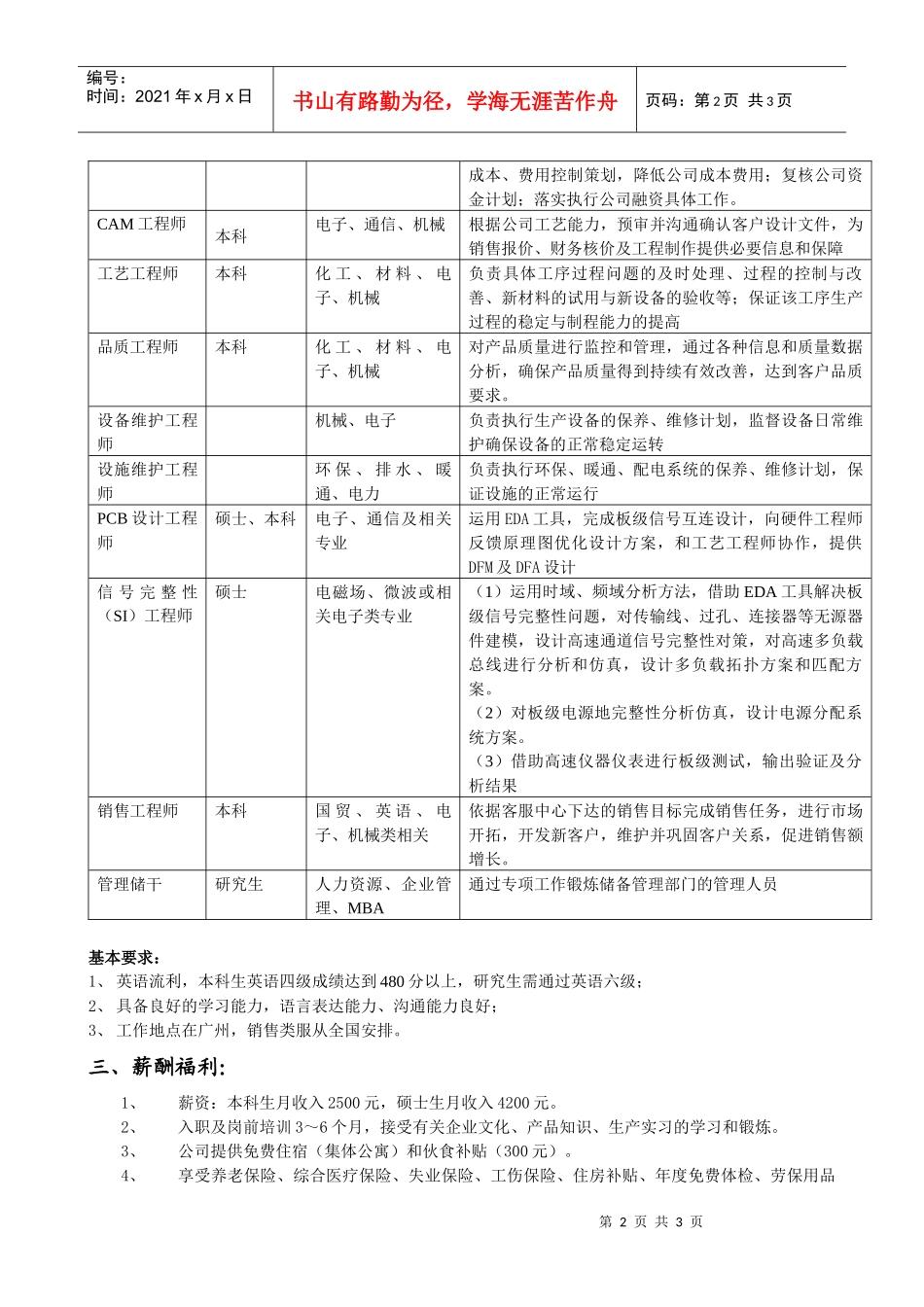 广州兴森快捷电路科技有限公司薪酬福利_第2页