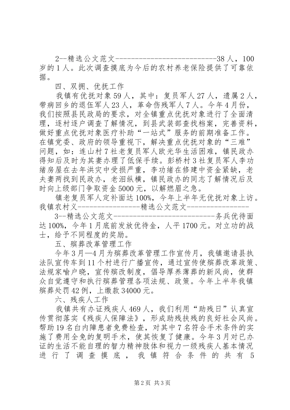 乡镇民政办工作汇报 _第2页