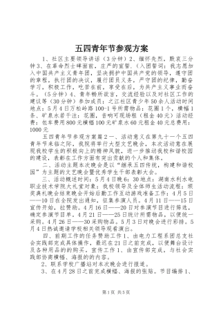 五四青年节参观方案