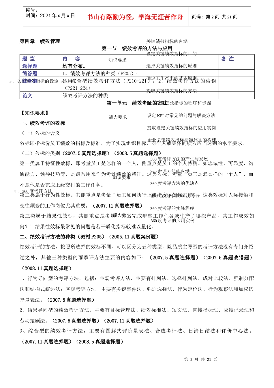 绩效管理(人力资源管理师二级)环球教程_第2页