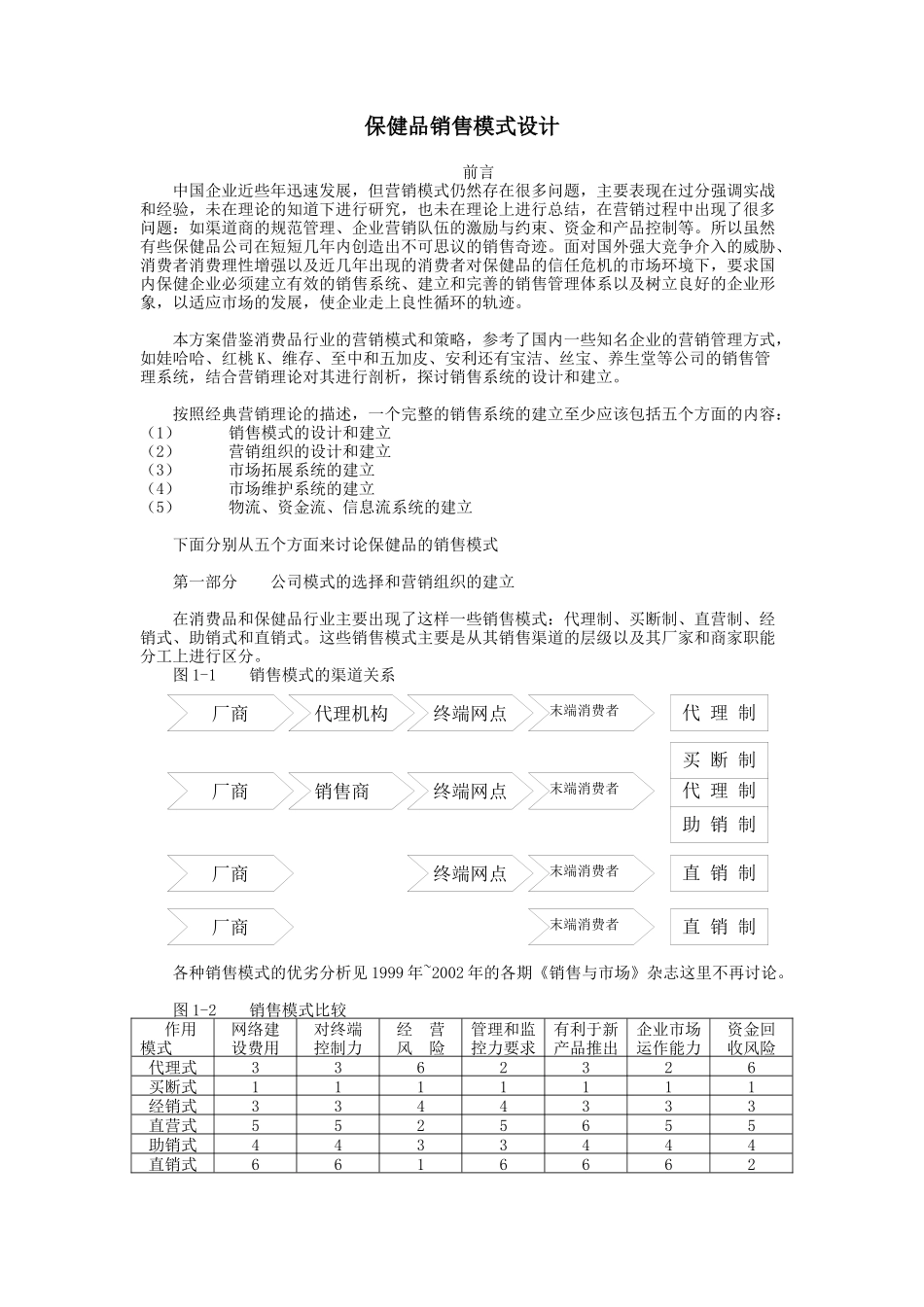 保健品销售模式设计分析_第1页