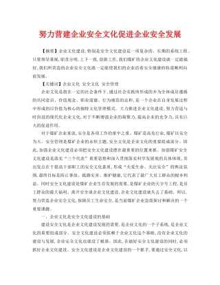 《安全管理论文》之努力营建企业安全文化促进企业安全发展 