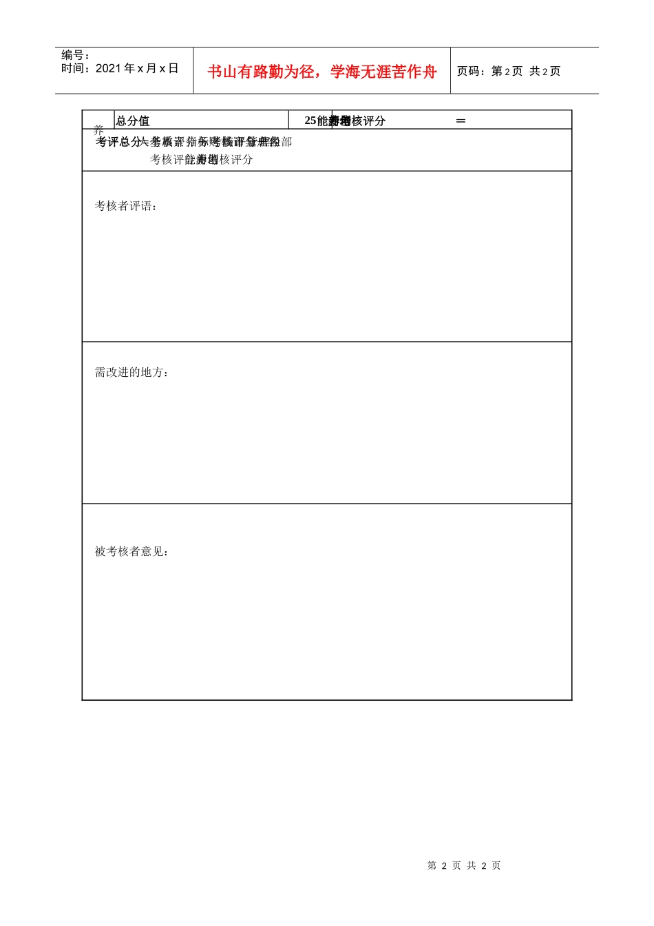 高层管理人员年度考核表1_第2页