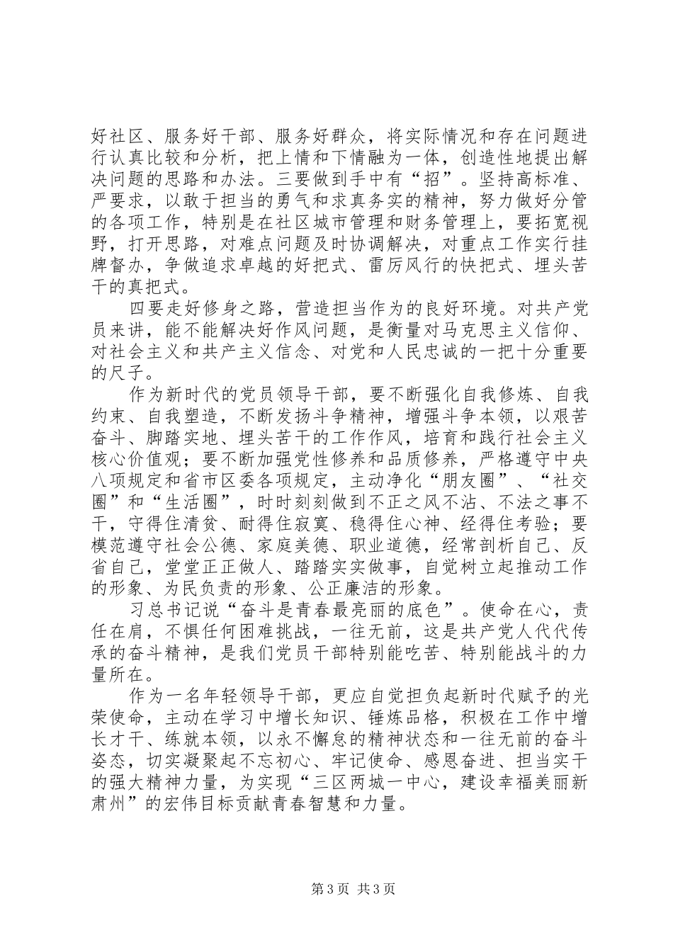 学思践悟新思想务实担当履职责要求——年轻领导干部主题研讨交流材料_第3页