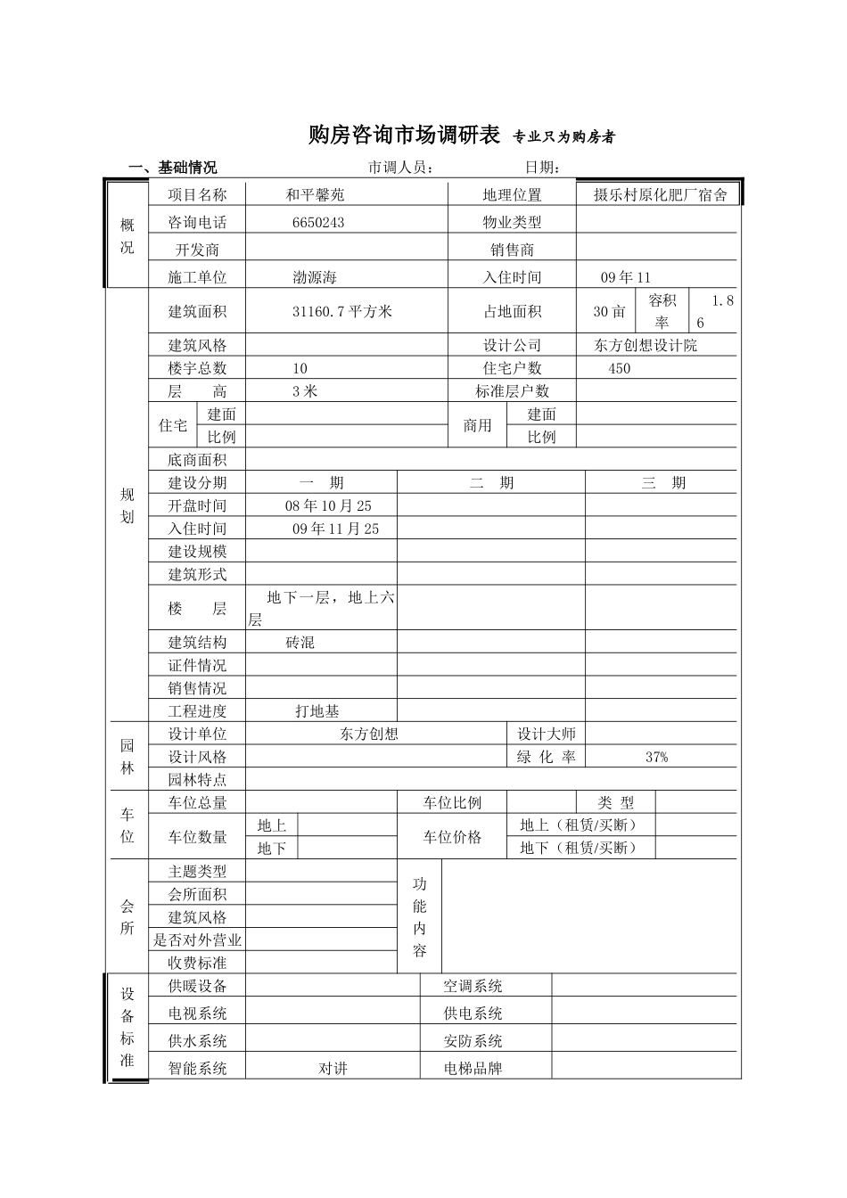 和平馨苑市场调查表_第1页