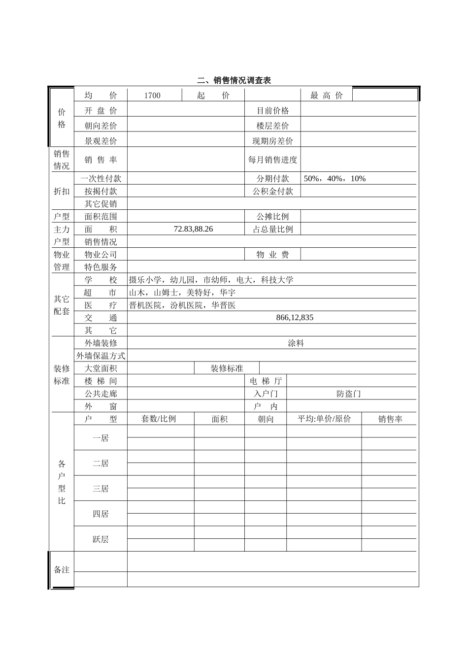 和平馨苑市场调查表_第2页
