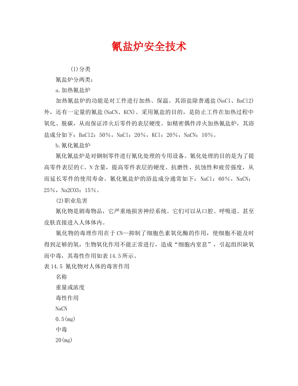 《安全管理》之氰盐炉安全技术 _第1页