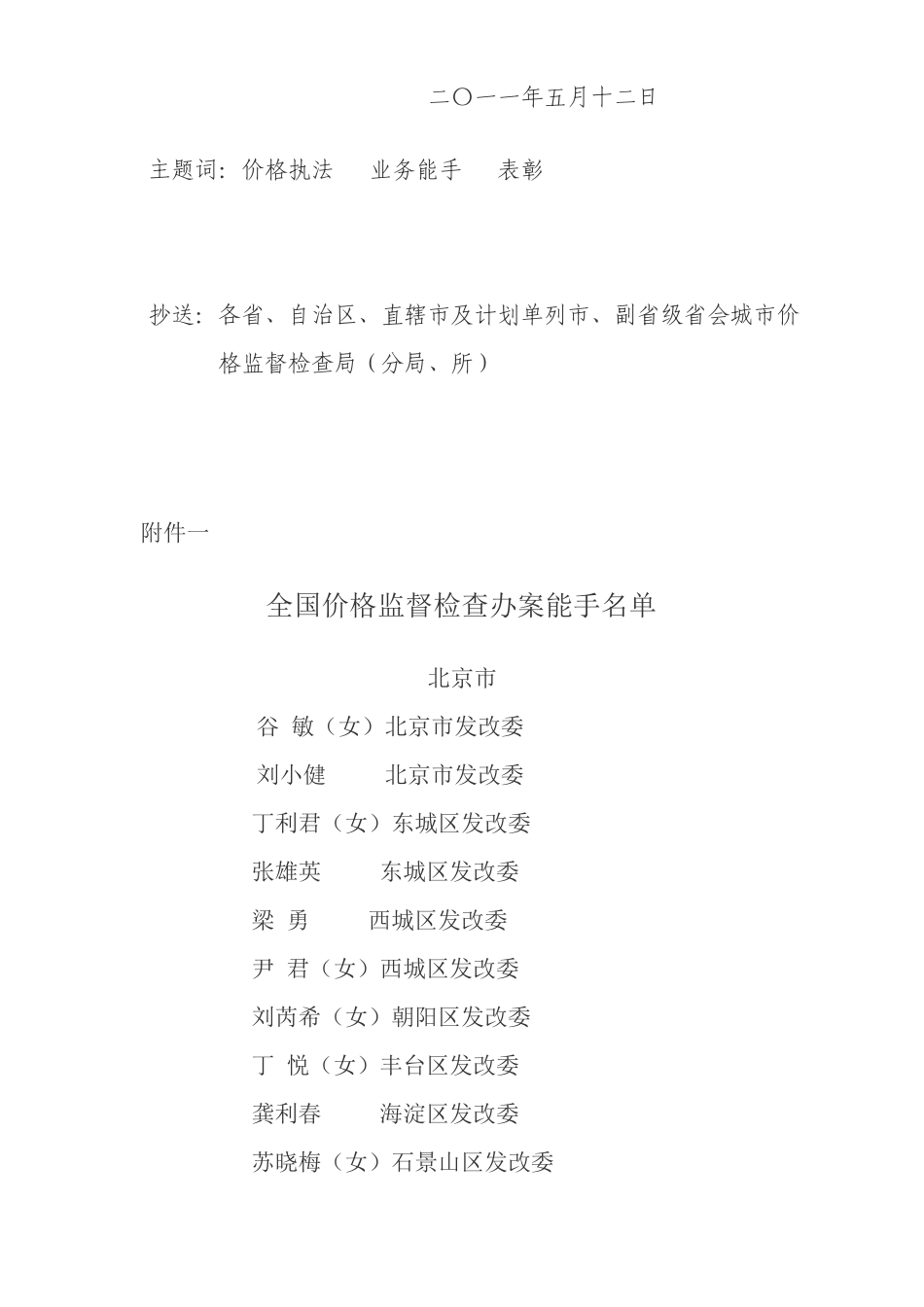 国家发展改革委关于表彰全国价格监督检查业务能手的通报_第3页