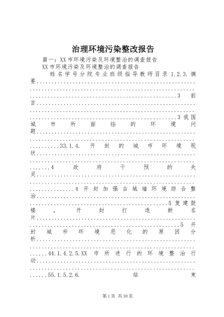 治理环境污染整改报告 