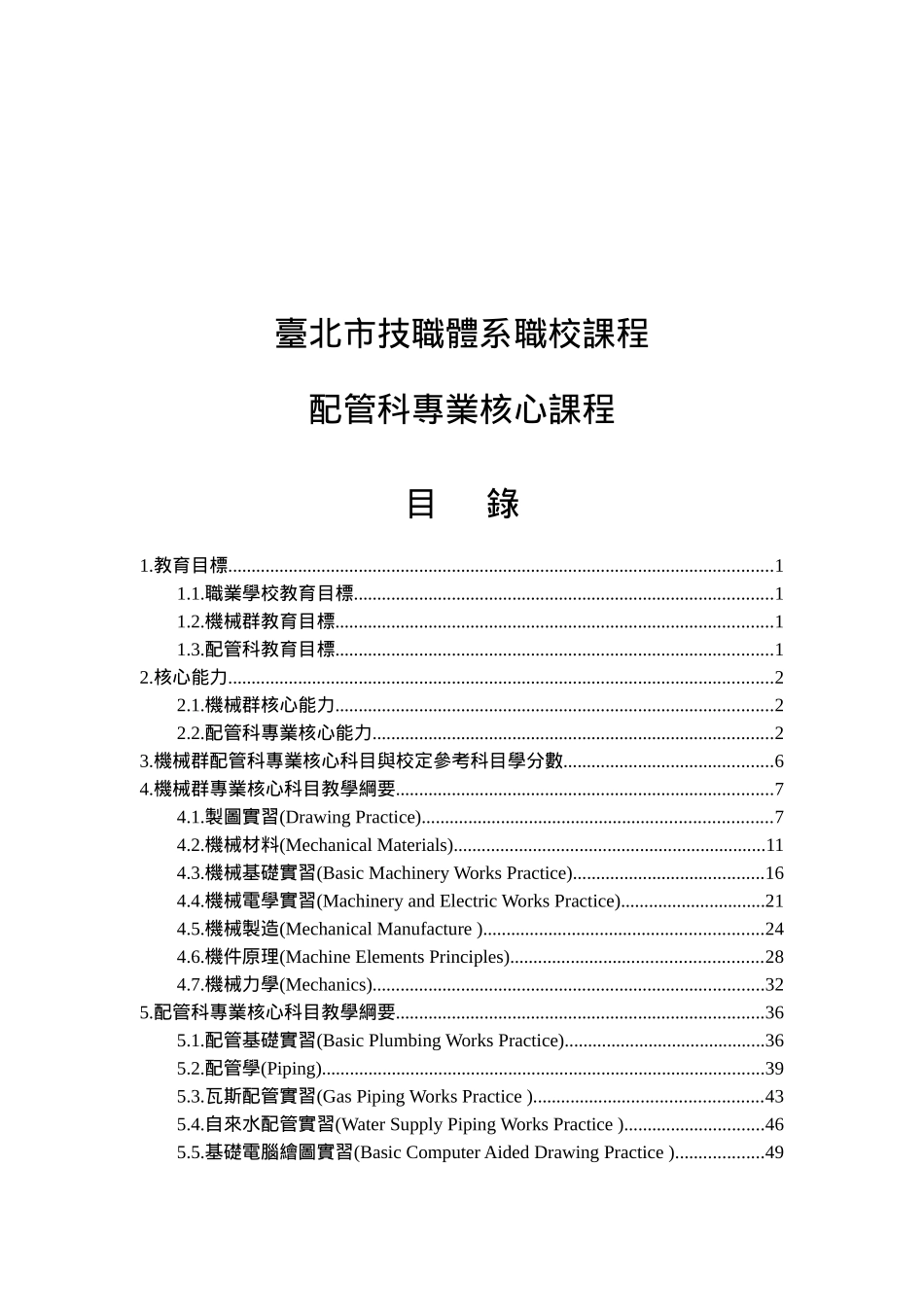 职校课程配管科专业核心课程_第1页