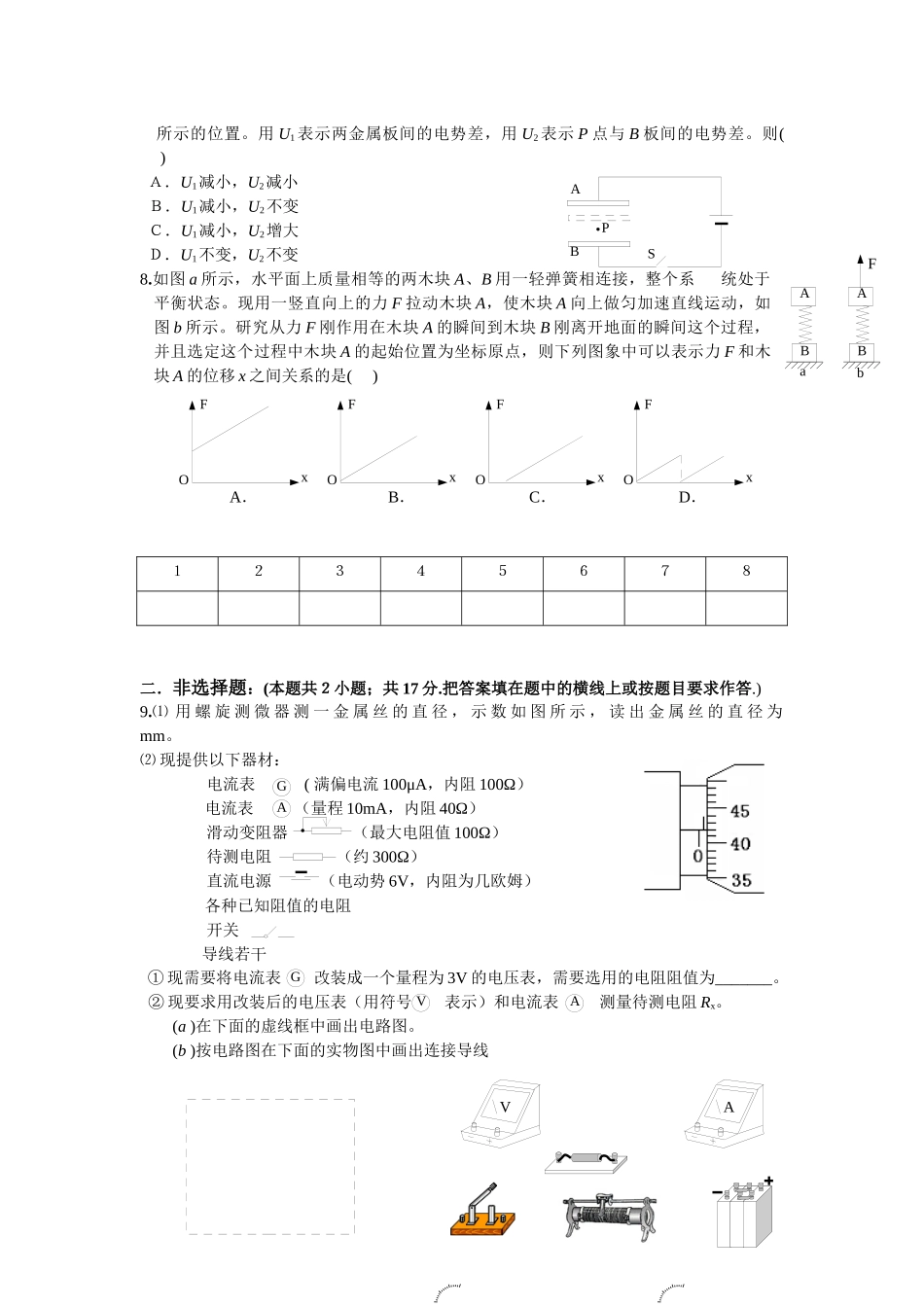 物理模拟卷2-新思考中国教育资源服务平台WWWCERSP_第2页