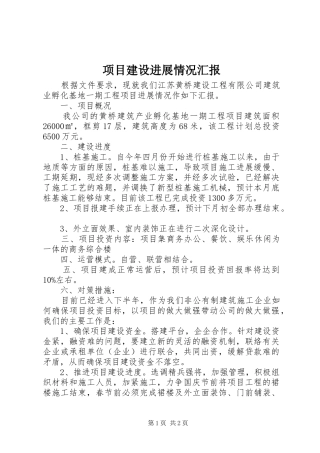 项目建设进展情况汇报 