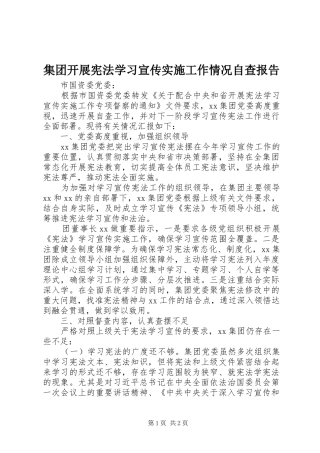 集团开展宪法学习宣传实施工作情况自查报告 