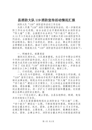 县消防大队119消防宣传活动情况汇报 