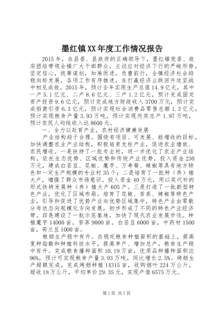 墨红镇XX年度工作情况报告 