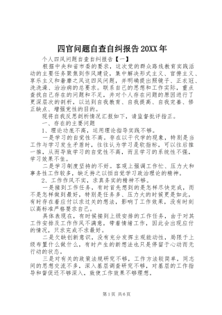 四官问题自查自纠报告20XX年