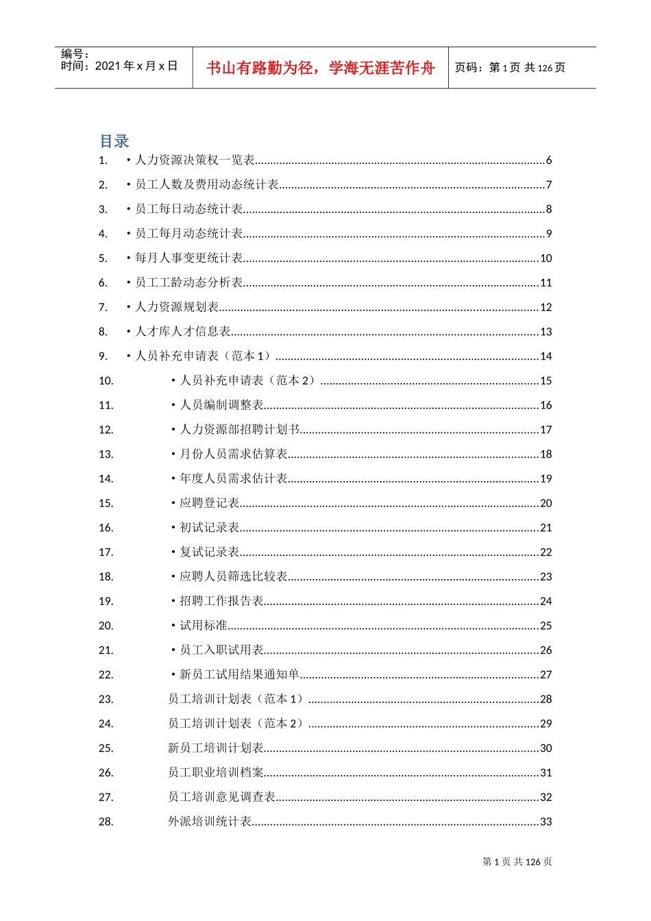 某某公司行政人事表格大全_第1页