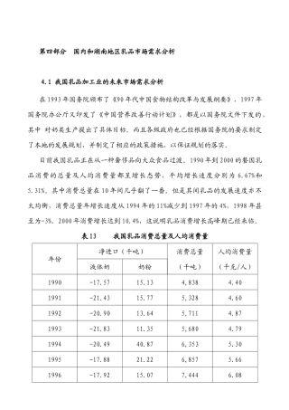 国内和湖南地区乳品市场需求分析
