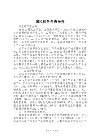 国税税务自查报告 