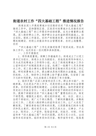 街道农村工作“四大基础工程”推进情况报告 