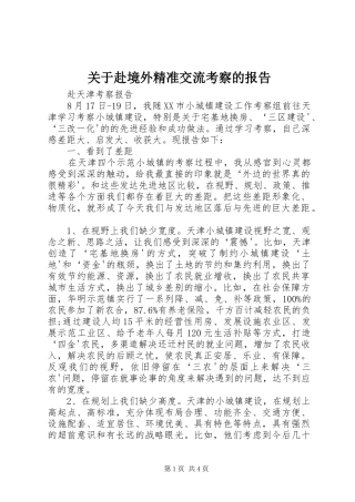 关于赴境外精准交流考察的报告 