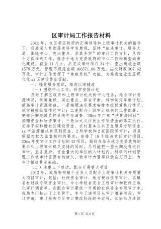 区审计局工作报告材料 
