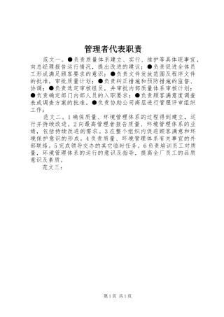 管理者代表职责要求