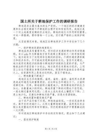 国土所关于耕地保护工作的调研报告 