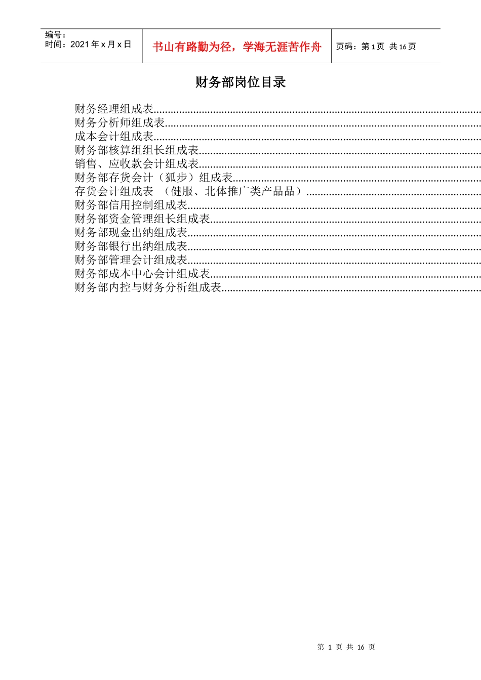 某公司财务部岗位KPI_第1页