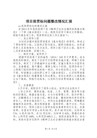 项目部贯标问题整改情况汇报 