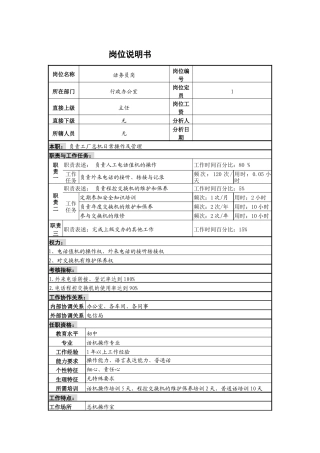 话务员岗位说明书