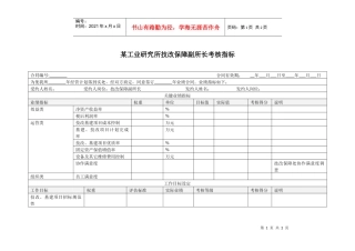 某工业研究所技改保障副所长考核指标