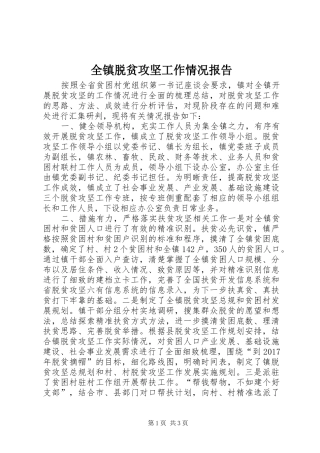 全镇脱贫攻坚工作情况报告 