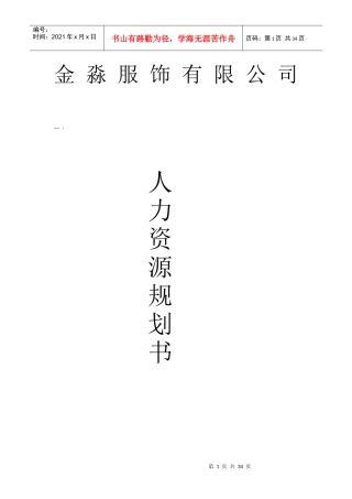 某公司人力资源规划服饰说明书