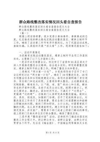 群众路线整改落实情况回头看自查报告 