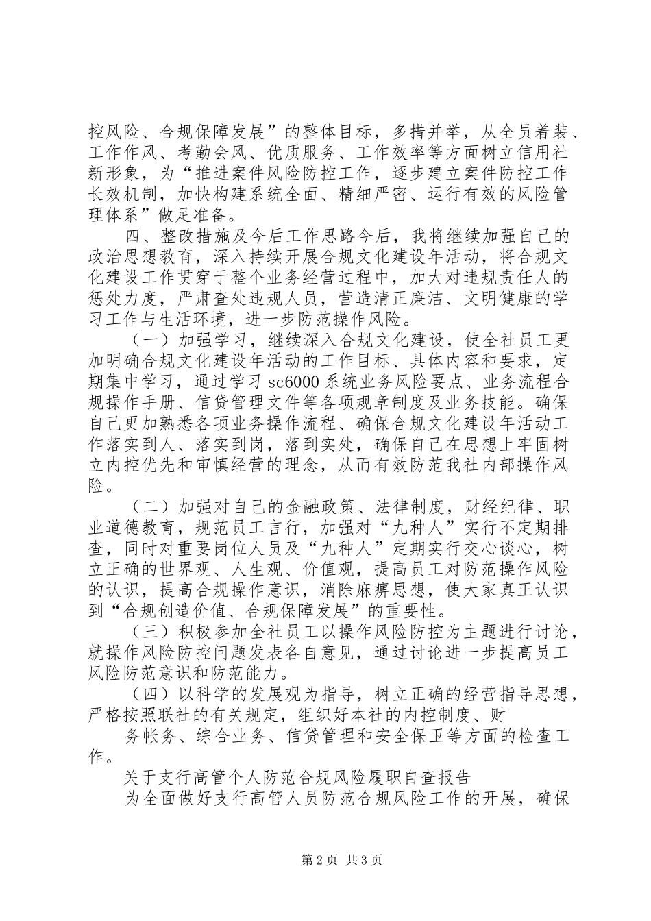 银行合规大行动自查报告 _第2页