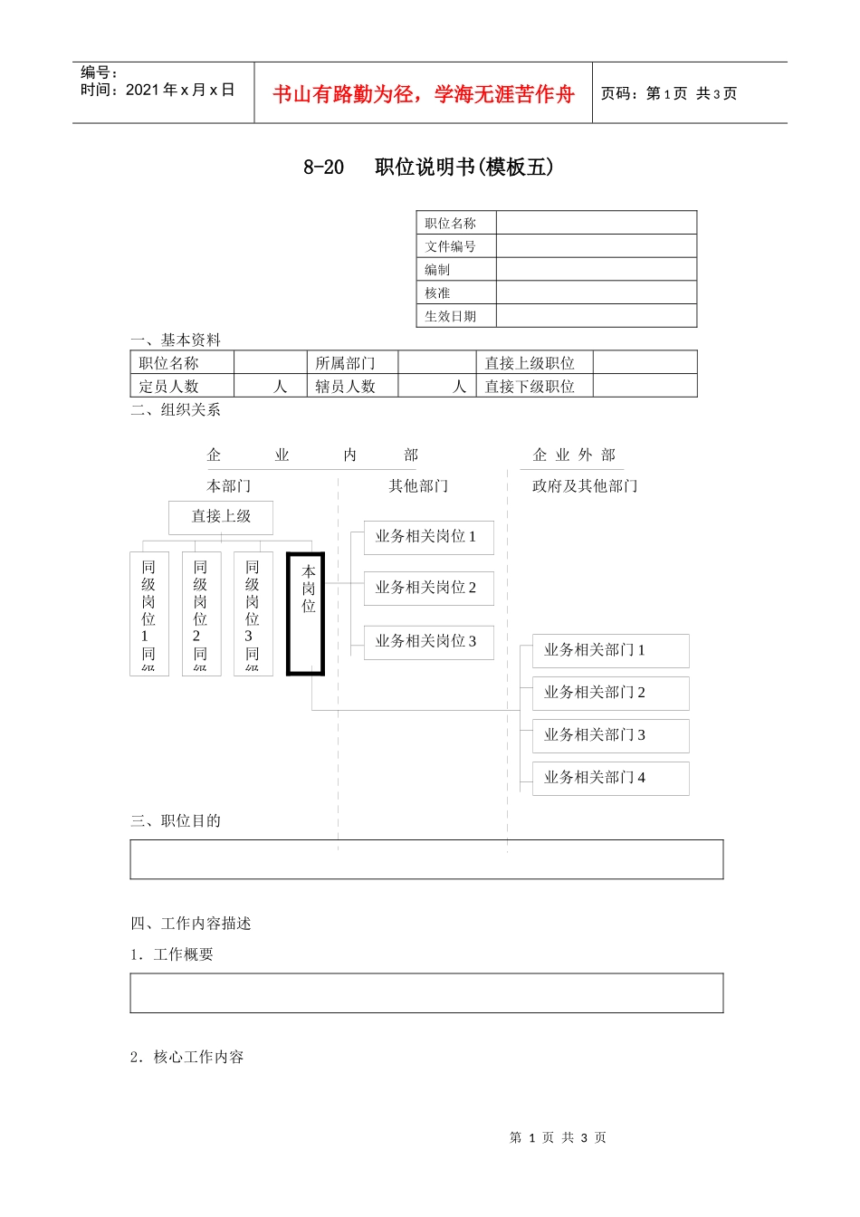 职位说明书(模板五)_第1页