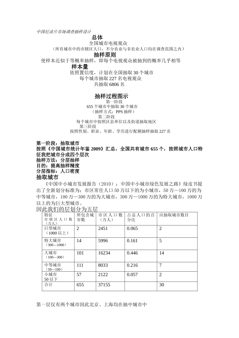 中国纪录片市场调查抽样设计_第1页