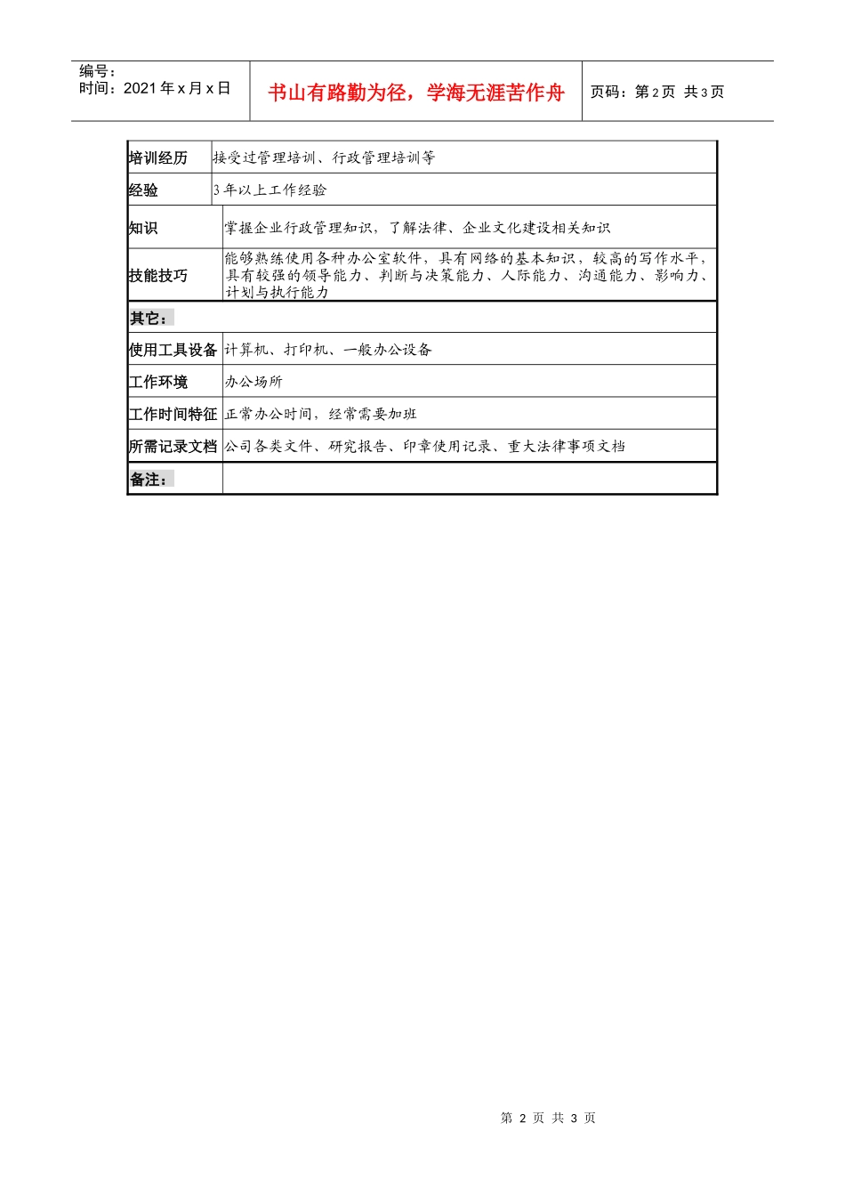 石化事业部综合管理部部长职务说明书_第2页