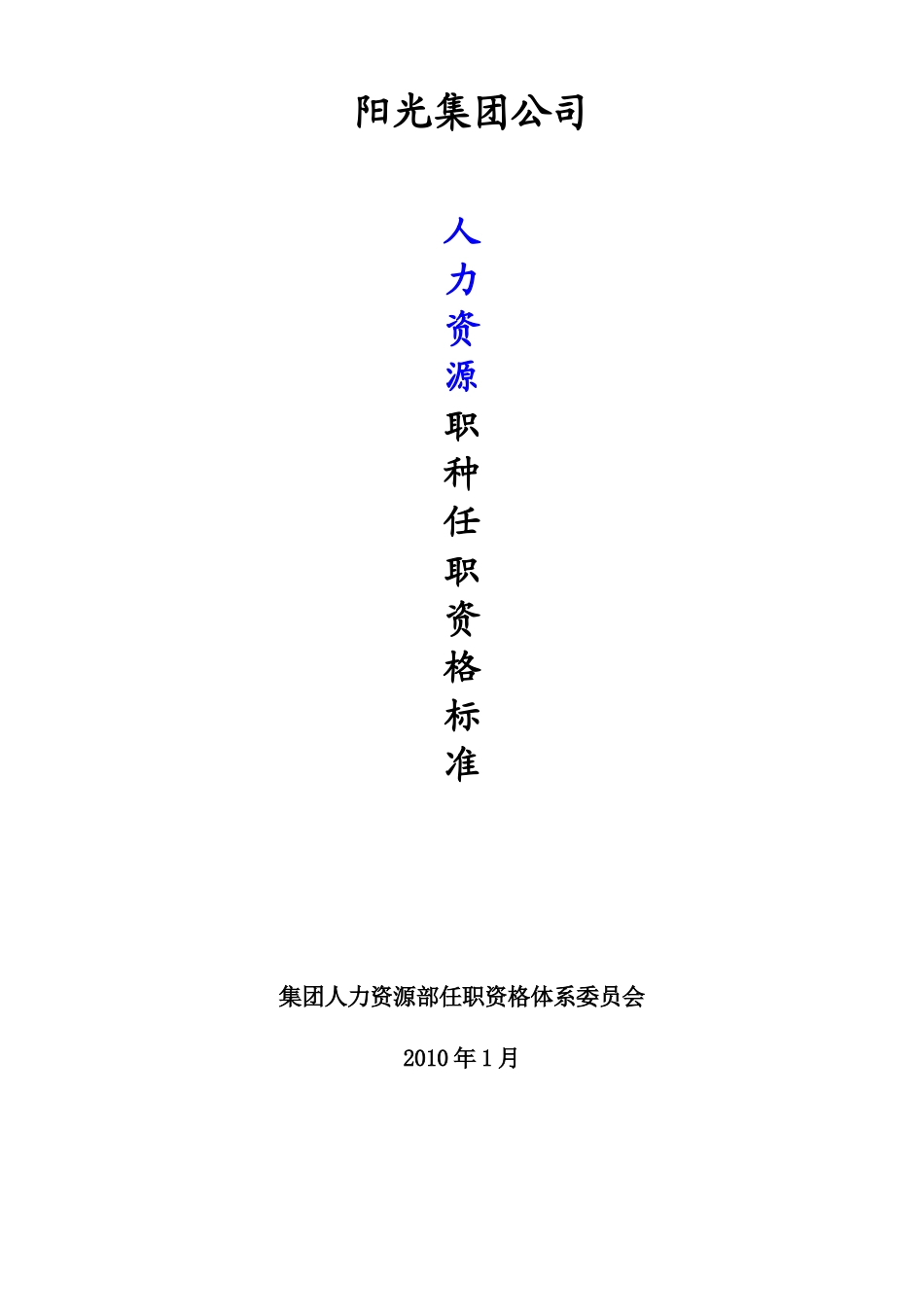 集团公司人力资源职种任职资格体系标准_第1页