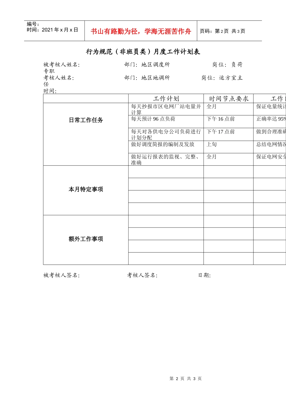 负荷专职行为规范考评表格_第2页