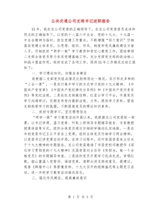 公共交通公司支部书记述职报告