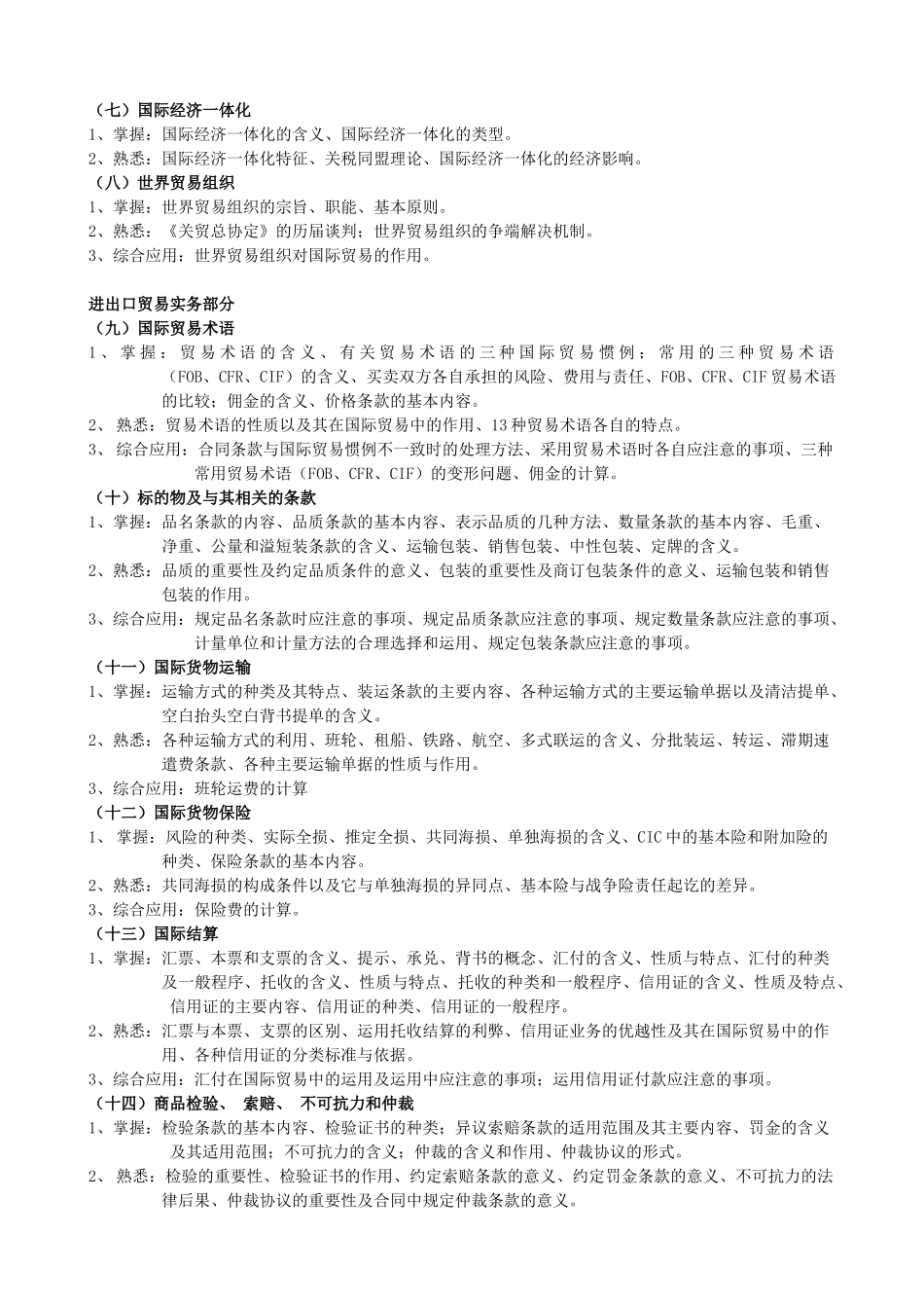 上海商学院X年专升本招生考试 国际经济与贸易专业考试大纲_第2页